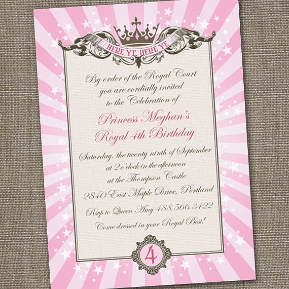 Princess Birthday Invitation Wording