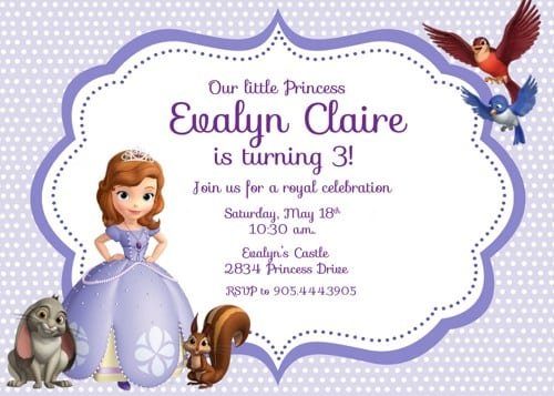Princess Sofia Birthday Invitation Template Free