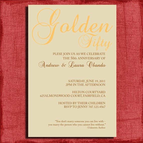 Printable 50th Wedding Anniversary Party Invitations