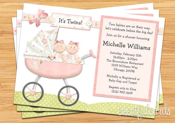 Printable Baby Shower Invitations Twins