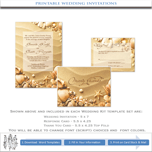 Printable Beach Wedding Invitations