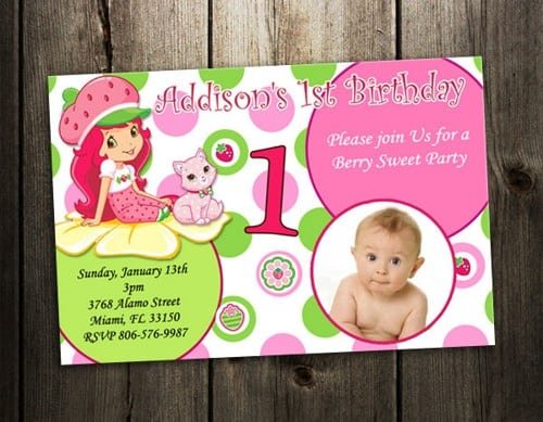 Printable Strawberry Shortcake Baby Shower Invitations