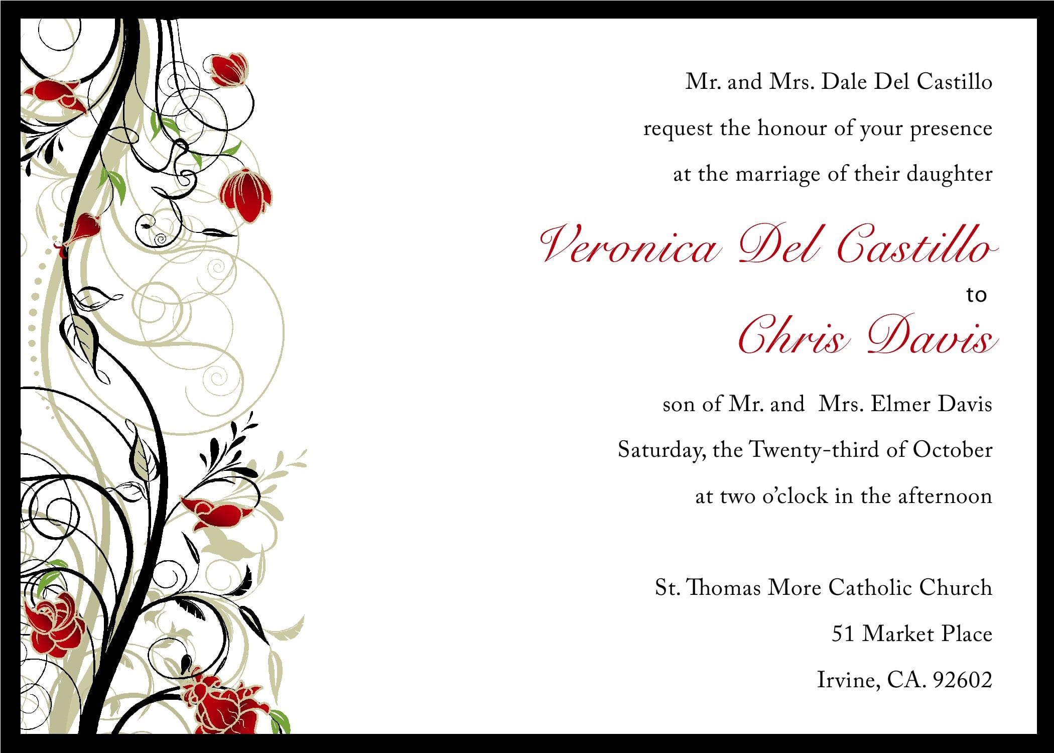 Printable Wedding Invitation Samples