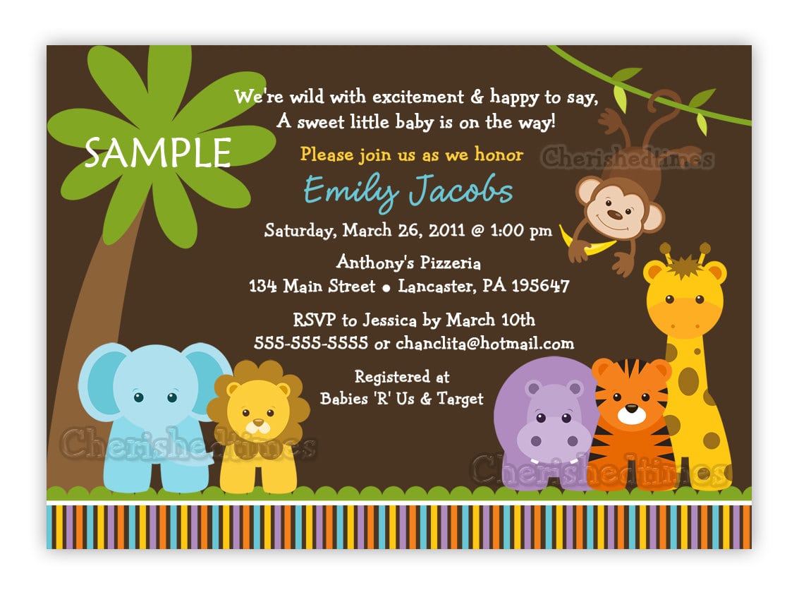 Safari Themed Baby Shower Invitation Templates