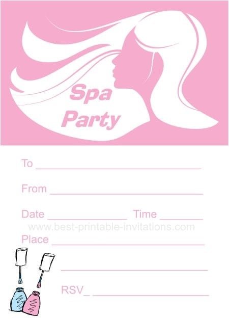 Spa Birthday Party Invitations Free Printable