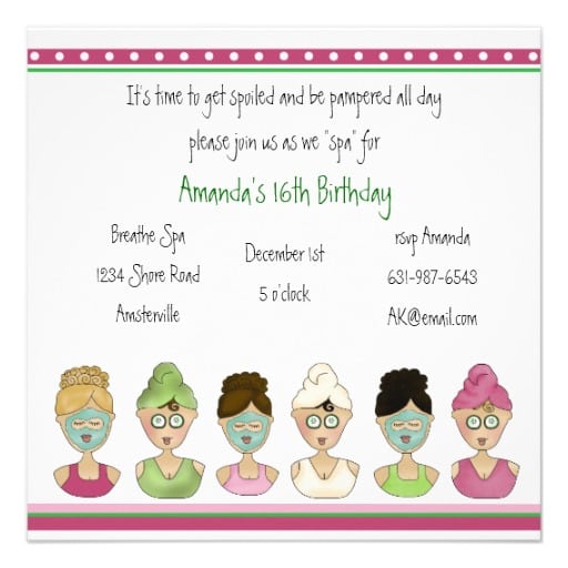 Spa For Girls Invitation