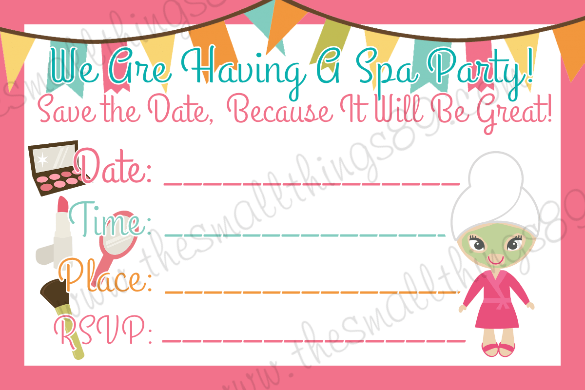 Spa Invitations Free Printable
