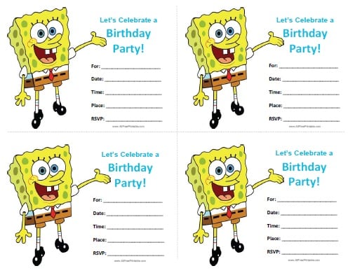 Spongebob Invitation Cards Free