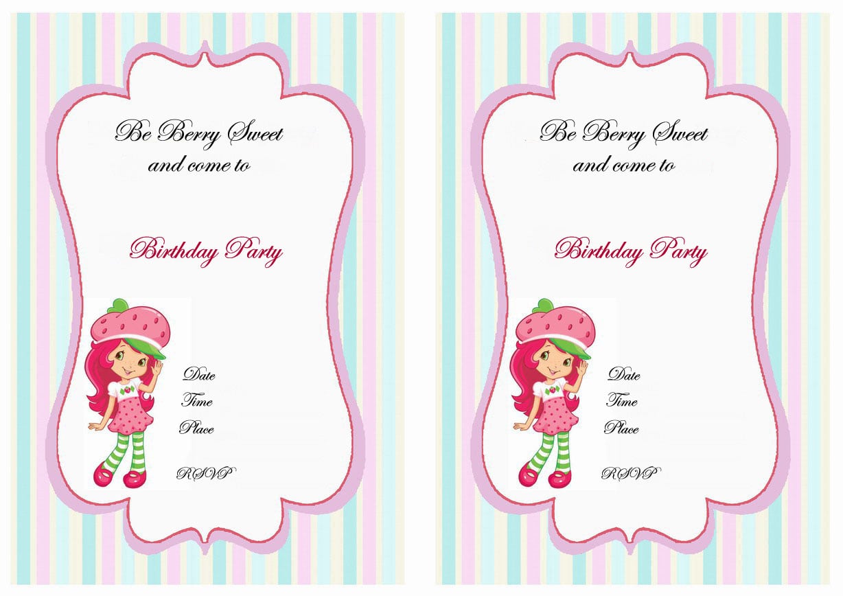 Strawberry Birthday Invitations Free