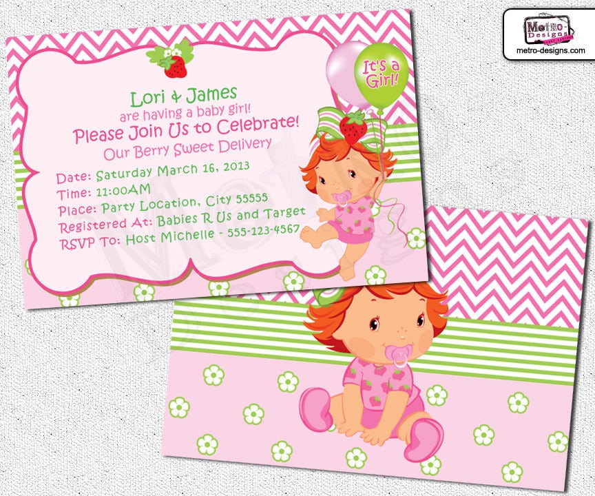 Strawberry Shortcake Baby Shower Invitations