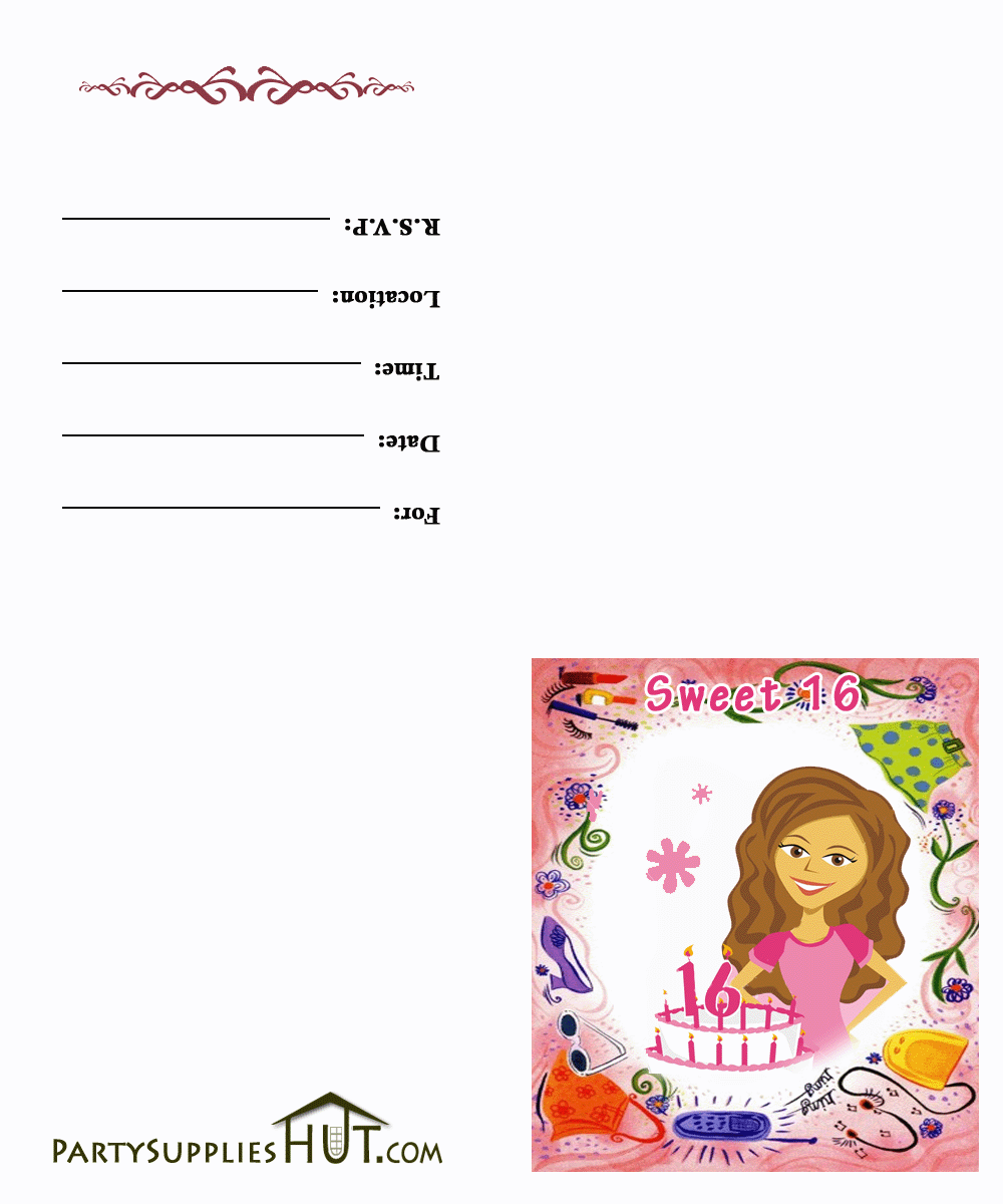 Sweet 16 Printable Invitations