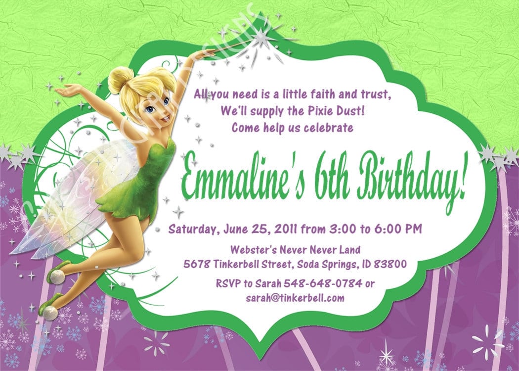 Tinkerbell Birthday Party Invitations