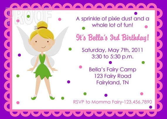 Tinkerbell Inspired Birthday Party Invitation