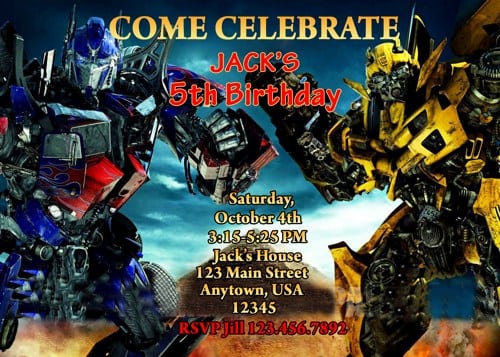 Transformer Party Invitation Free
