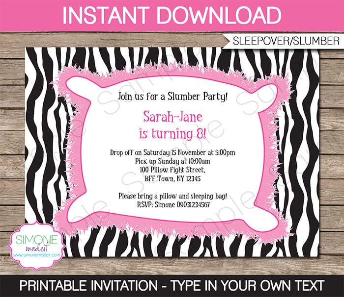 Tween Sleepover Invitation Free Printable