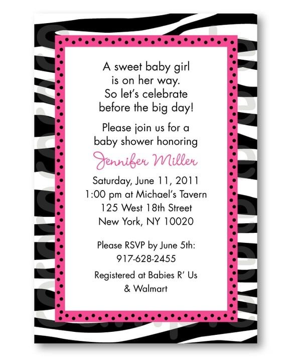 Zebra Baby Shower Invitation Free Printables