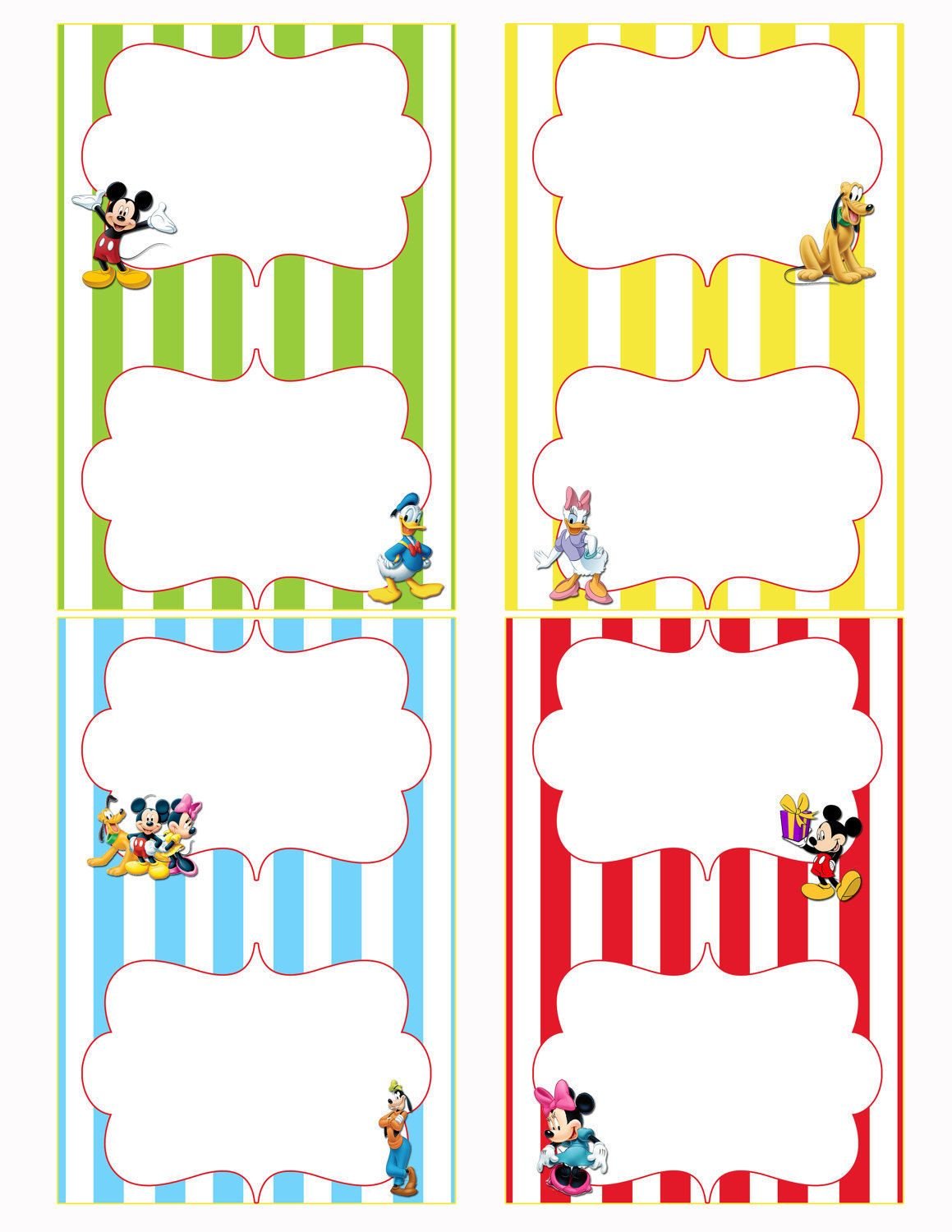 Free Printable Mickey Mouse Food Labels