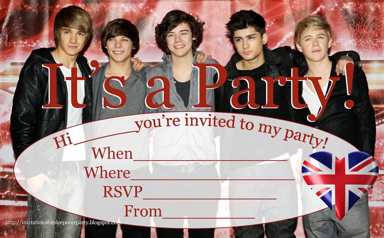 Have A One Direction Fan In The House  Free Printable Invite