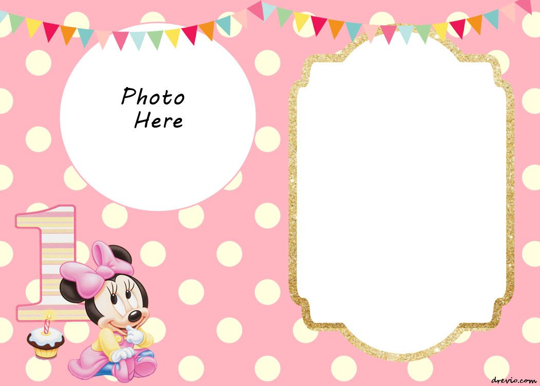 Free Printable Minnie Mouse 1st Invitation Templates