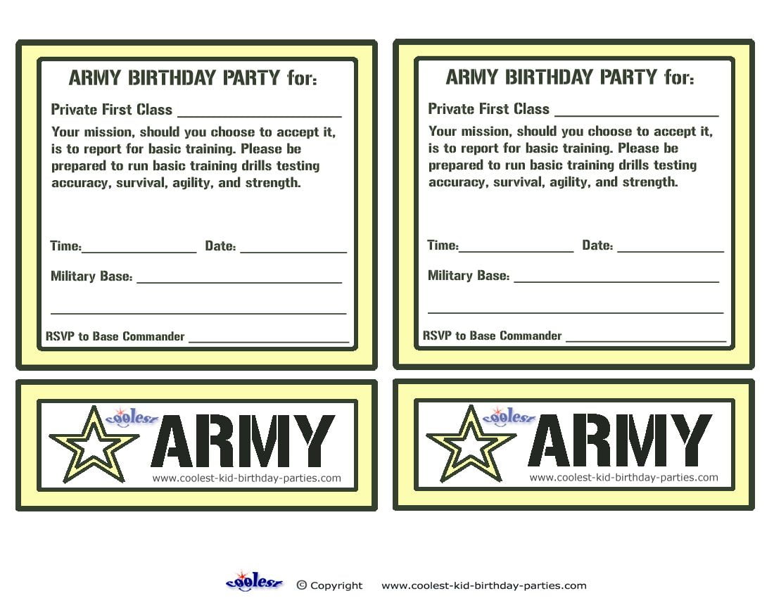 Printable Army Invitations