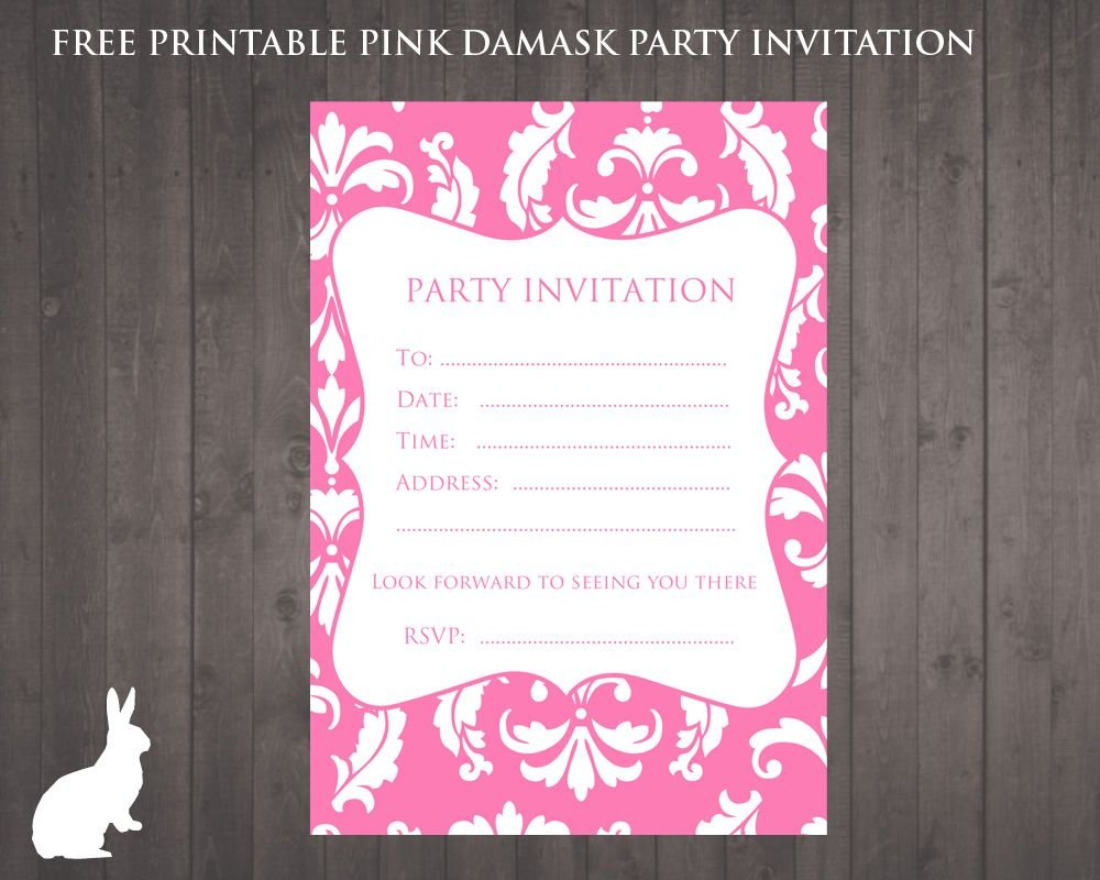 Free Party Invitation Pink Damask
