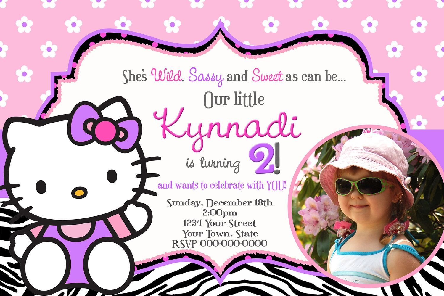 Personalized Hello Kitty Birthday Invitations