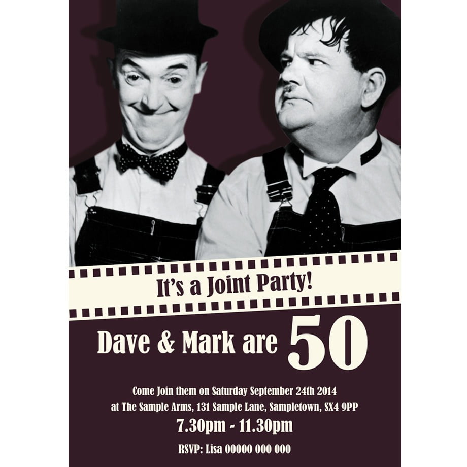 Personalised Joint Birthday Party Invitations Laurel And Hardy