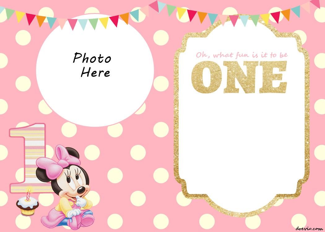 Free Printable Minnie Mouse 1st Invitation Templates