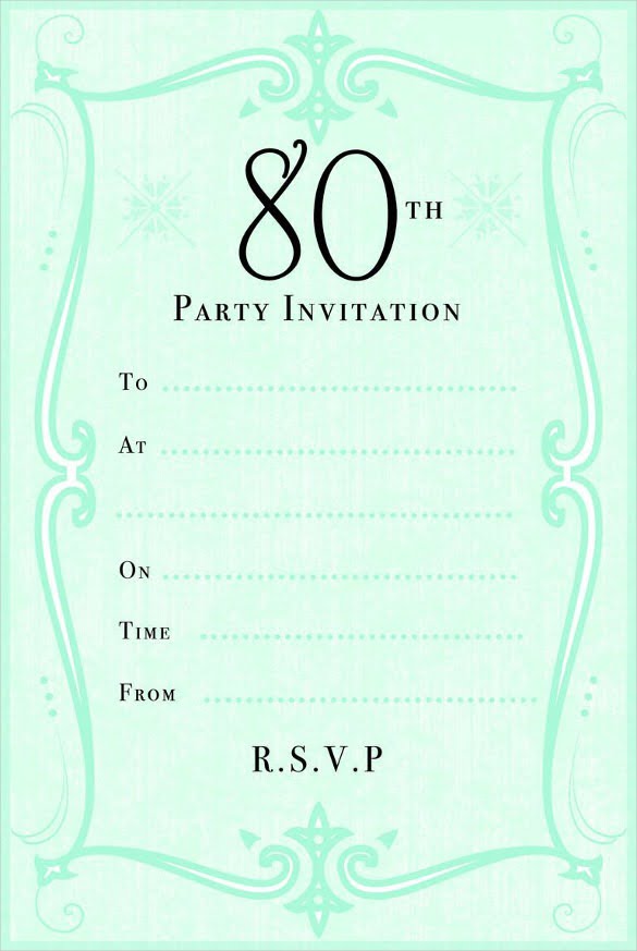 Free Printable Th Birthday Invitations Cool 80th Birthday Party