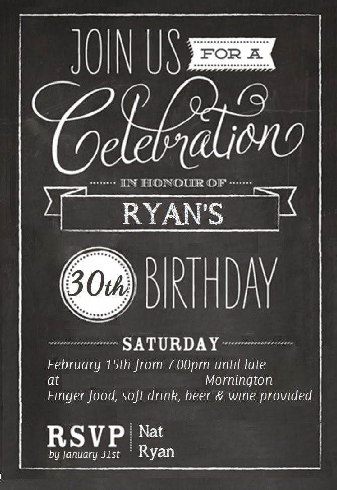 Pth Elegant 30th Birthday Invitation Templates Free