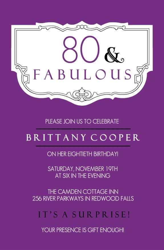 Th Birthday Invitation Vintage 80th Birthday Party Invitations