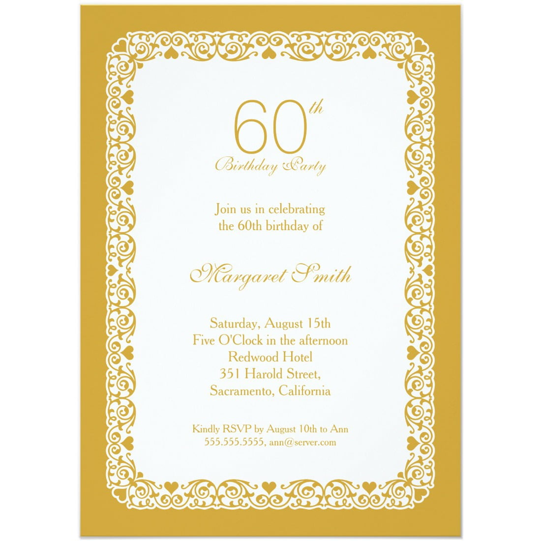 Elegant Personalized 60th Birthday Party Invitations