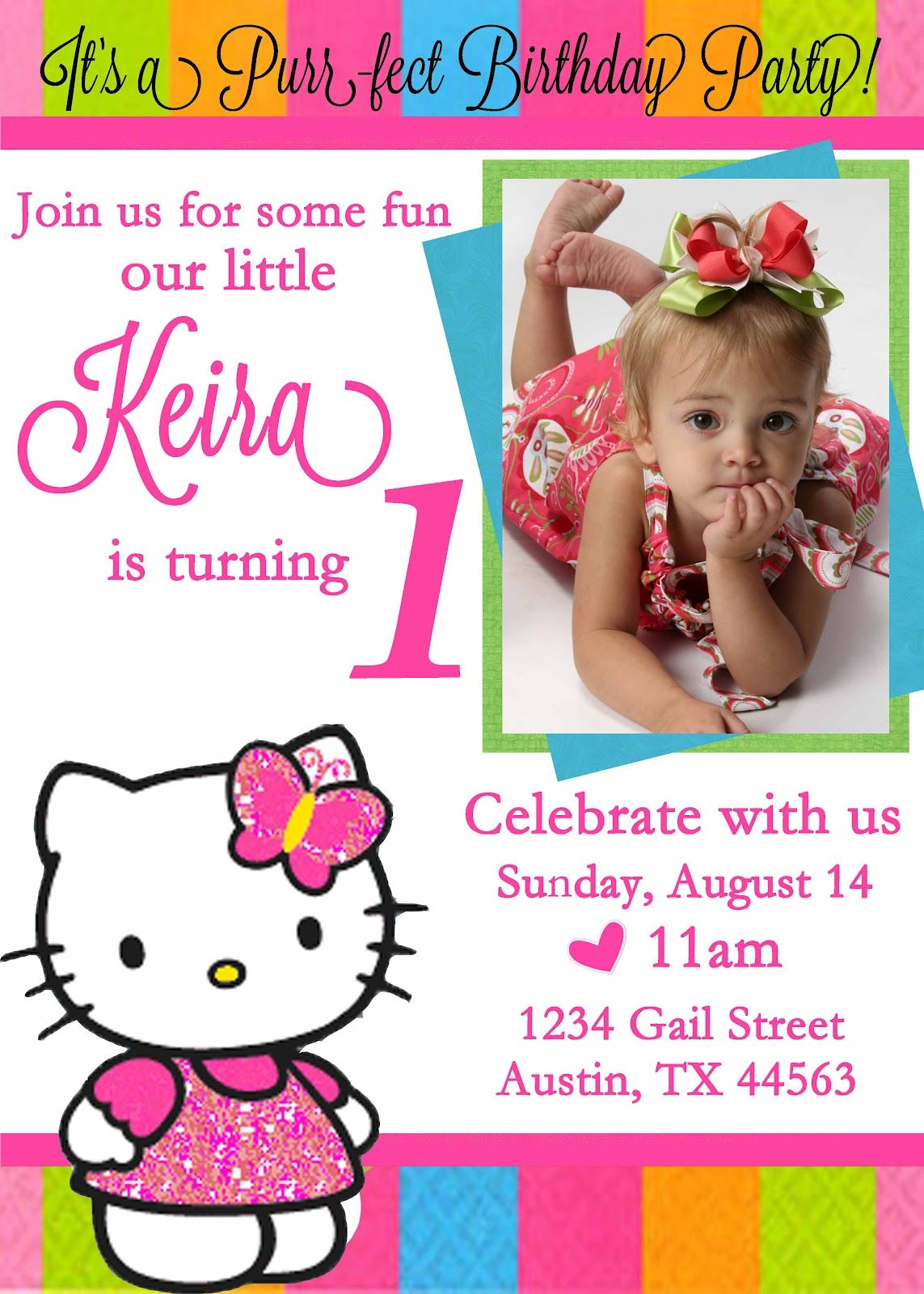 Personalized Hello Kitty Birthday Invitations