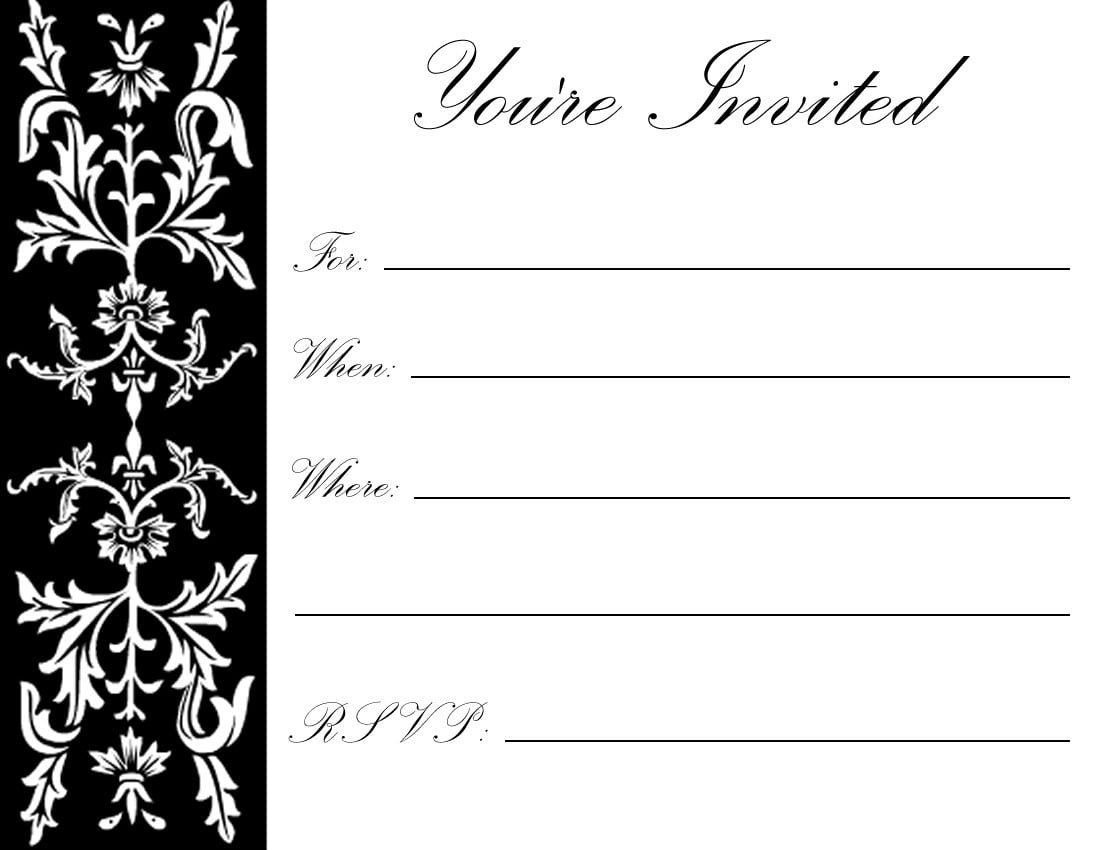 Printable Birthday Party Invitations In Black And White