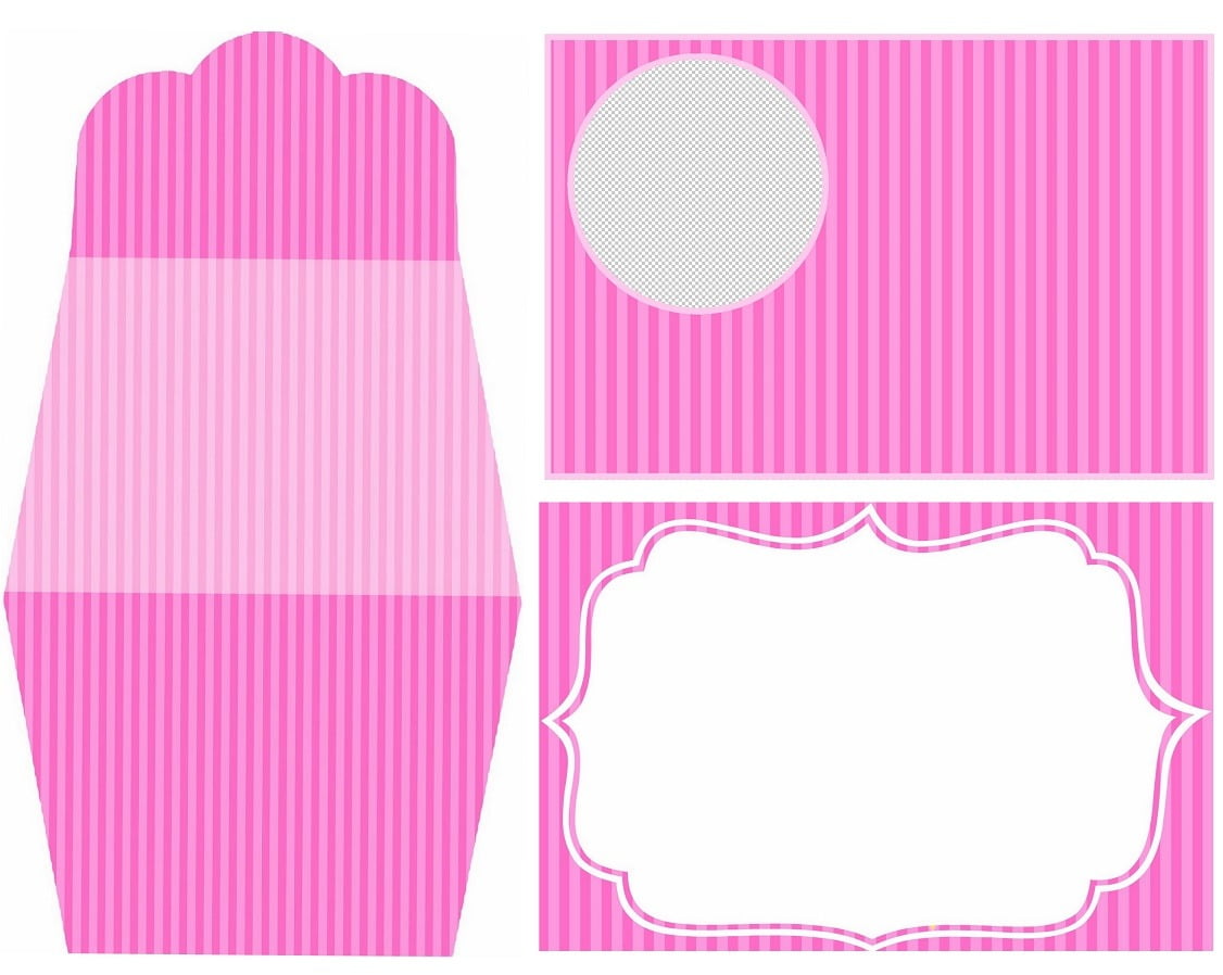 Pink Stripes  Free Printable Invitations