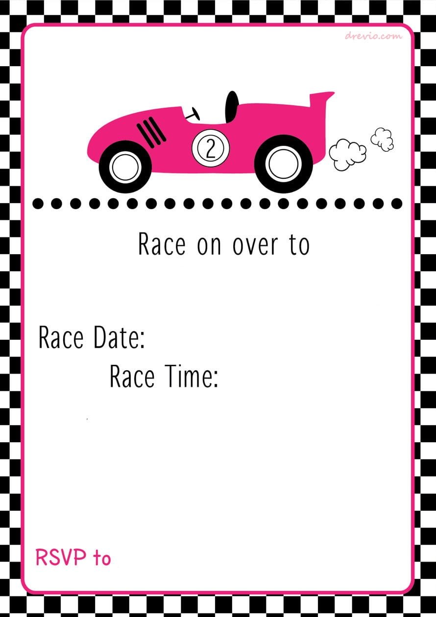 Free Printable Race Car Birthday Party Invitations Template