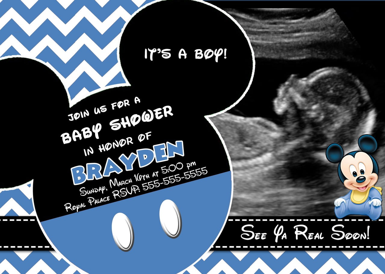 Good Mickey Mouse Baby Shower Invitations Printable 93 For Your