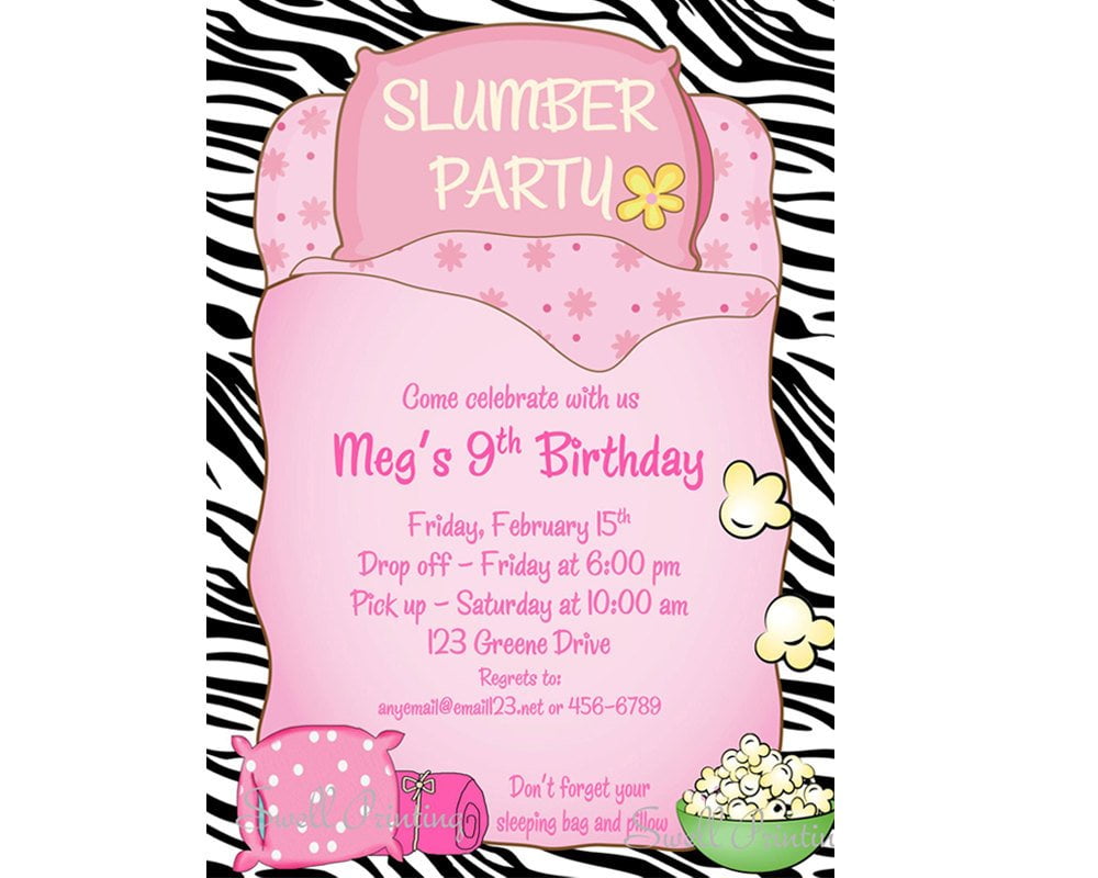 Sleepover Invitation Sleepover Birthday Invitation Sleep Over