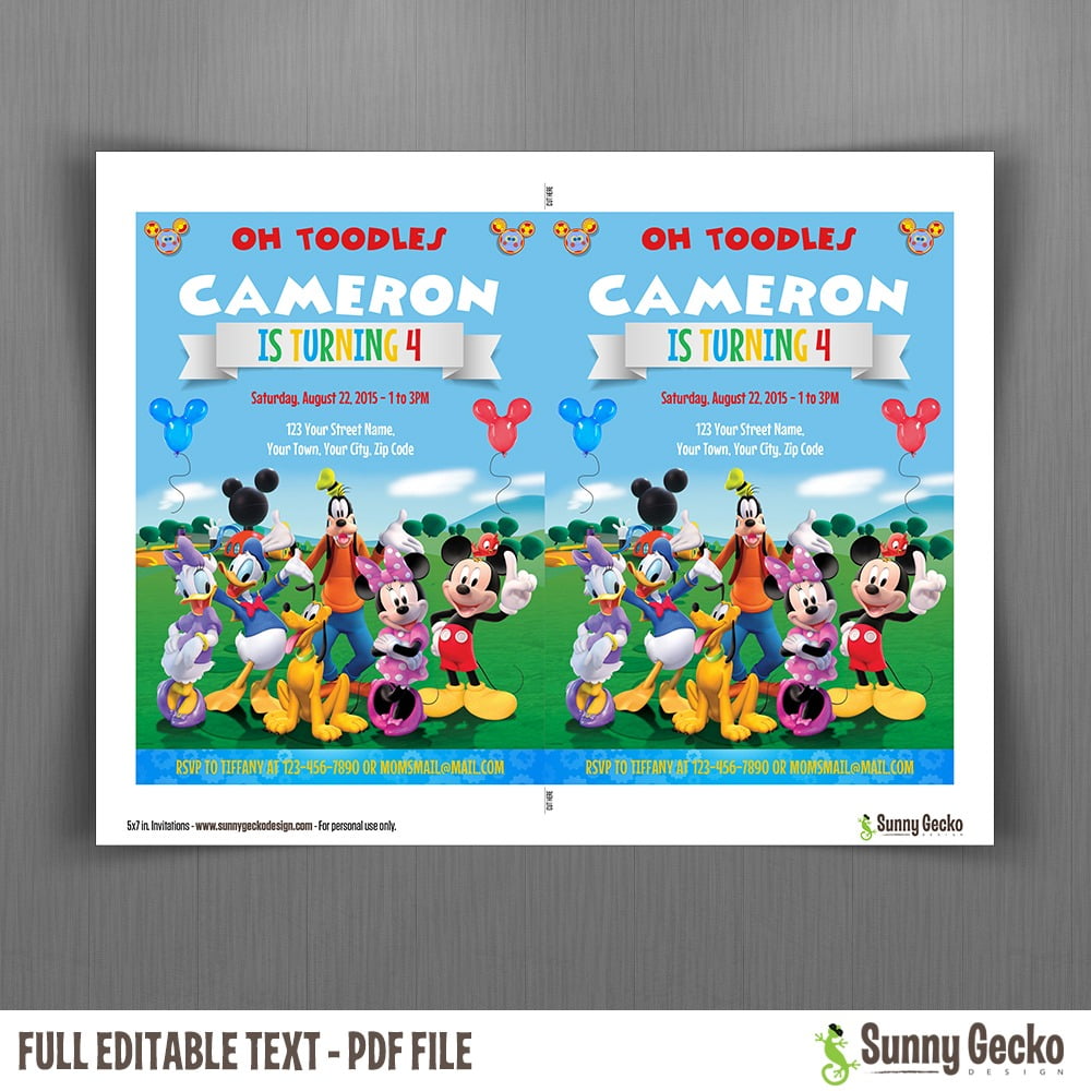 Mickey Mouse Clubhouse Birthday Invitation