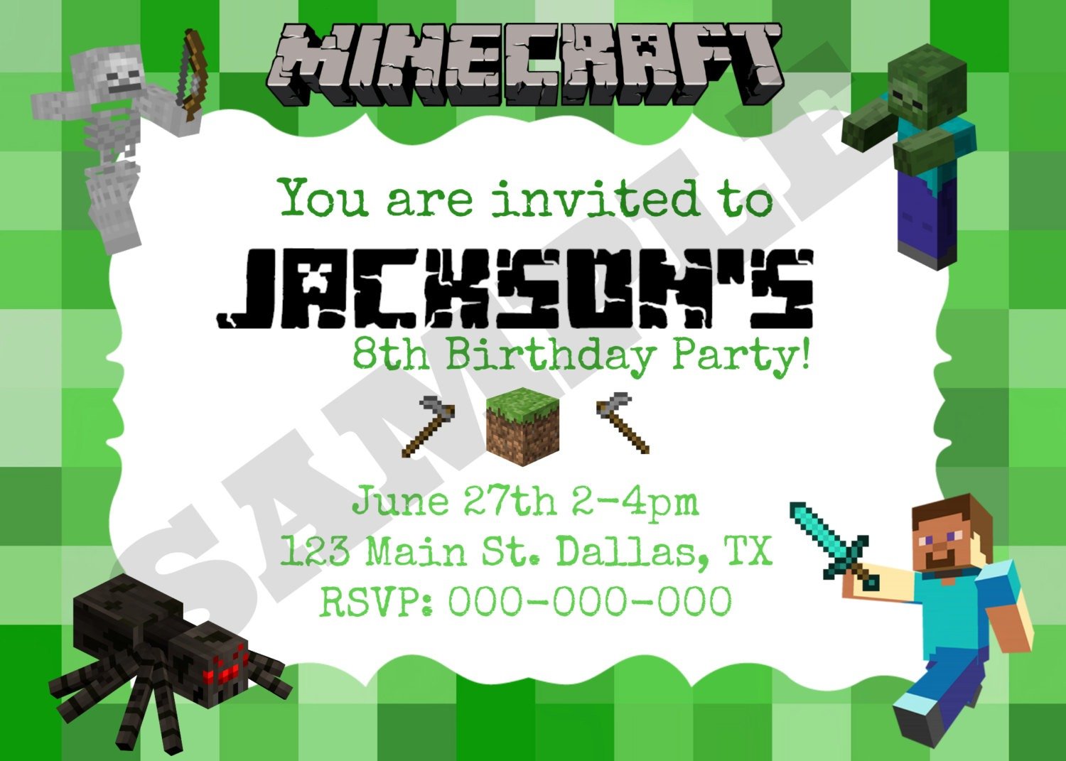 Minecraft Birthday Invitation Template And The Invitations Of The