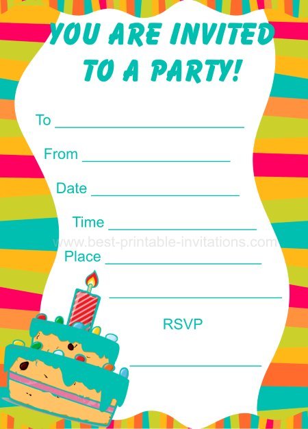 Kids Birthday Unique Printable Birthday Party Invitations