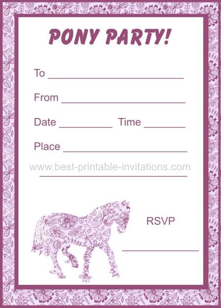 Horse Birthday Invitations As Well As Free Pr Good Printable Horse