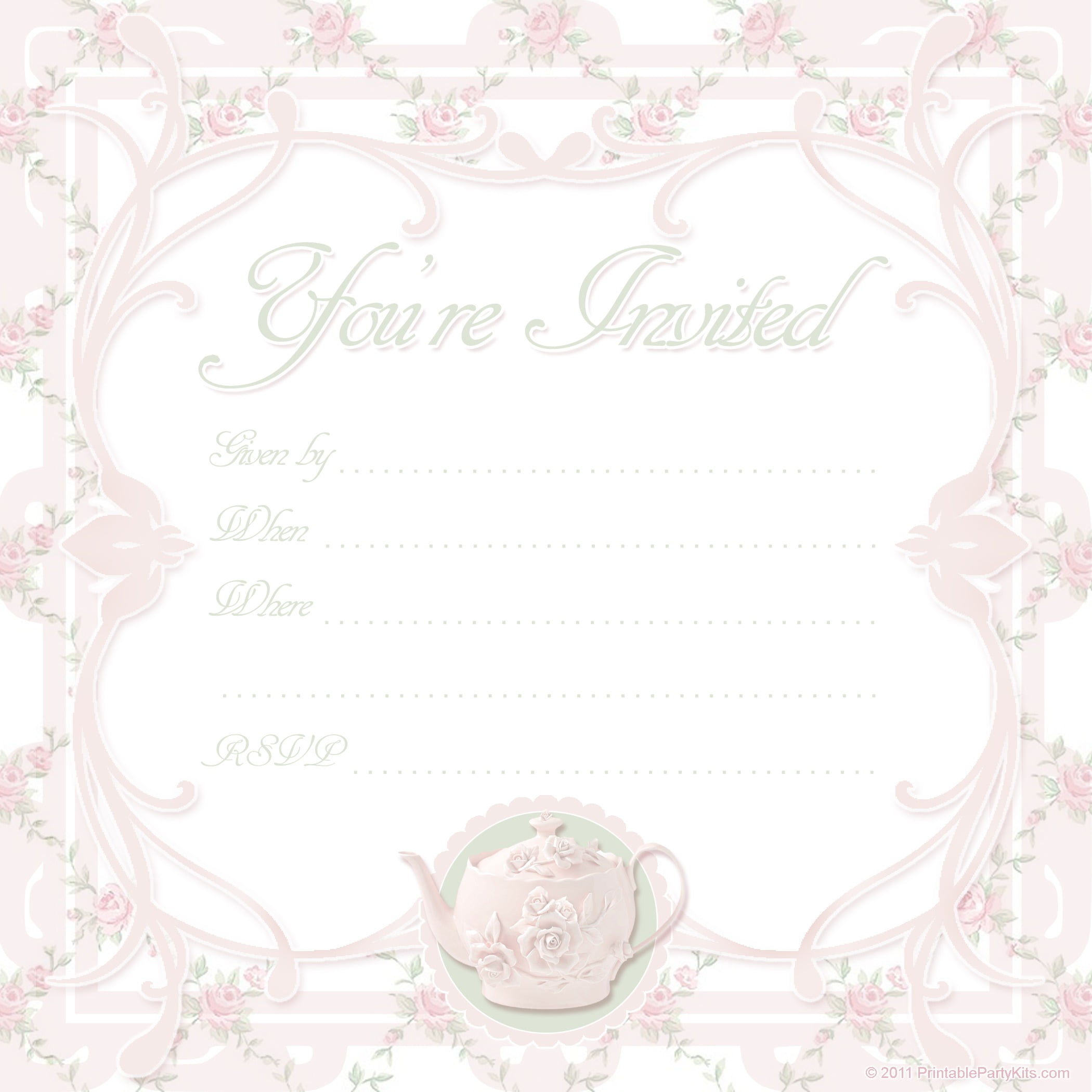 Tea Party Invitation Template Tea Party Invitation Template For
