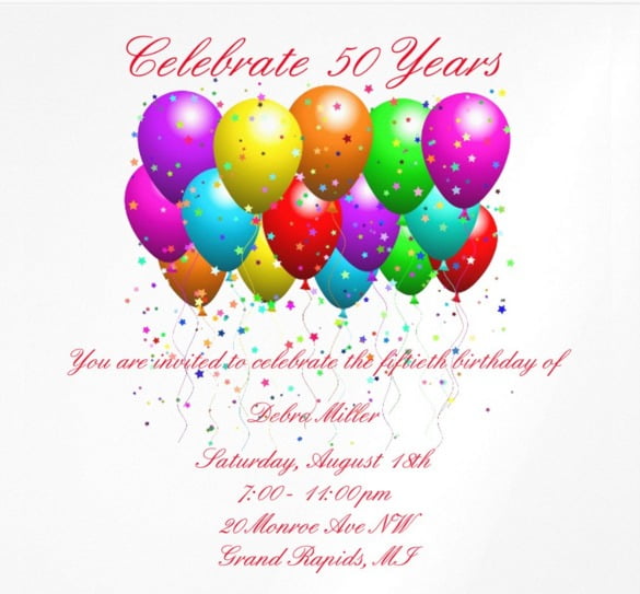Th Birthd Beautiful 50 Birthday Invitations Free