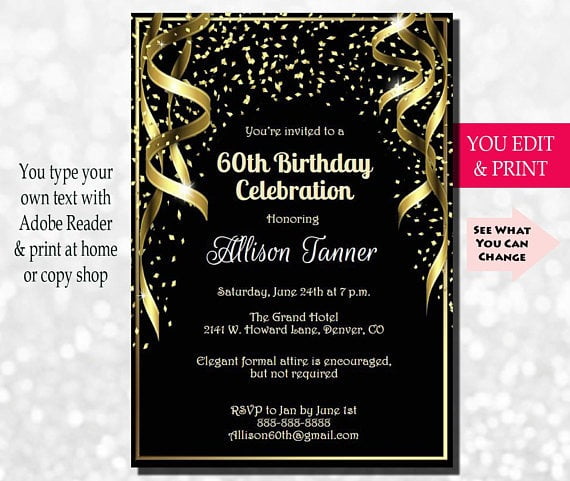 Th Birthday Invitation Th Fancy 60th Birthday Party Invitations