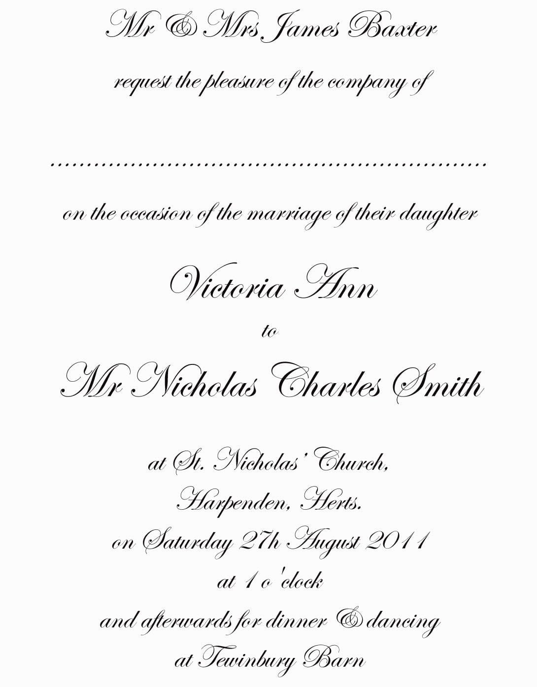 Traditional Wedding Invitation Wording
