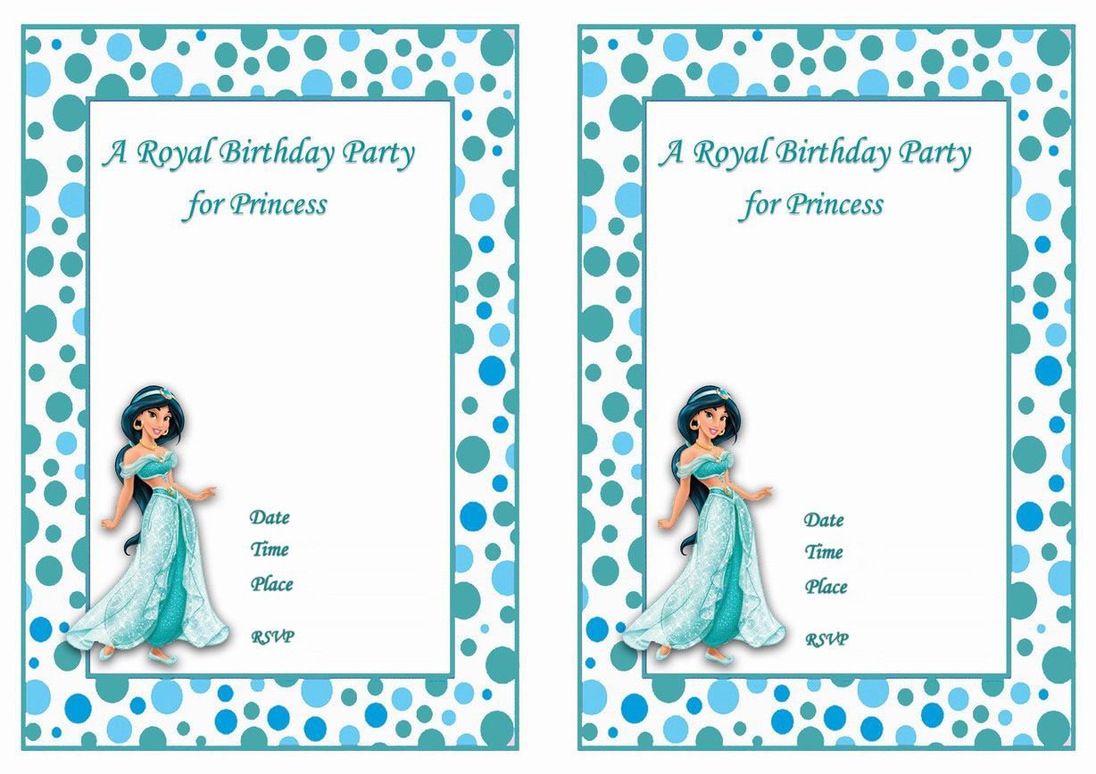 Princess Jasmine Free Printable Birthday Party Invitations