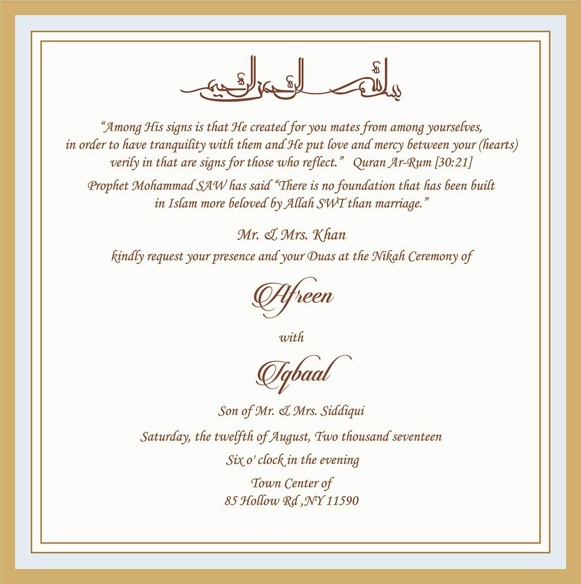 Wedding Invitation Wording For Muslim Wedding Ceremony
