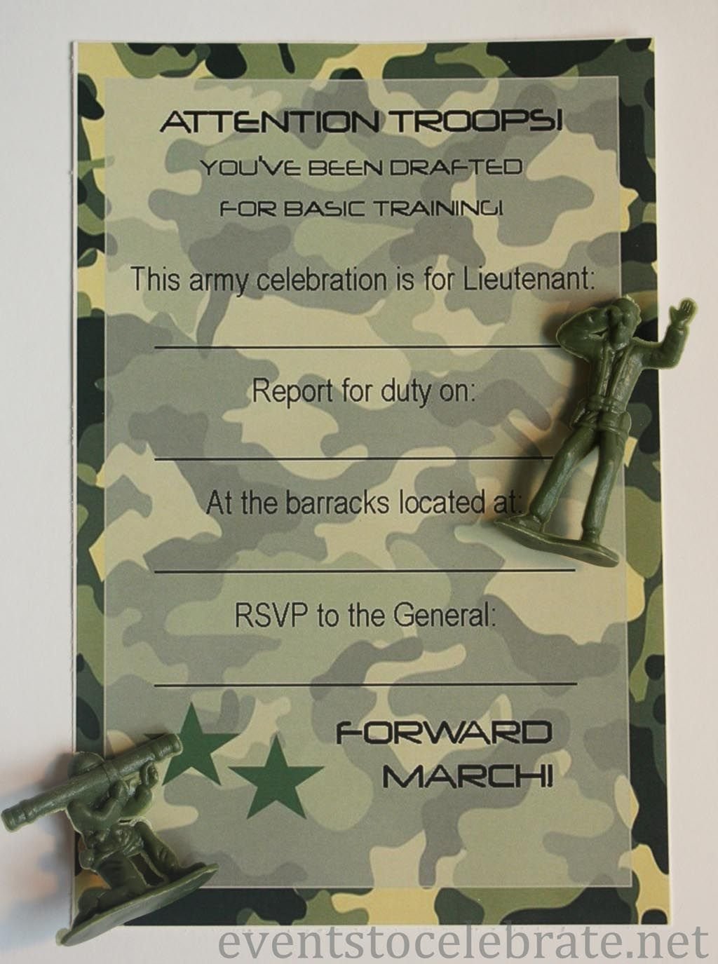 Army Birthday Party Invitations Free Printable