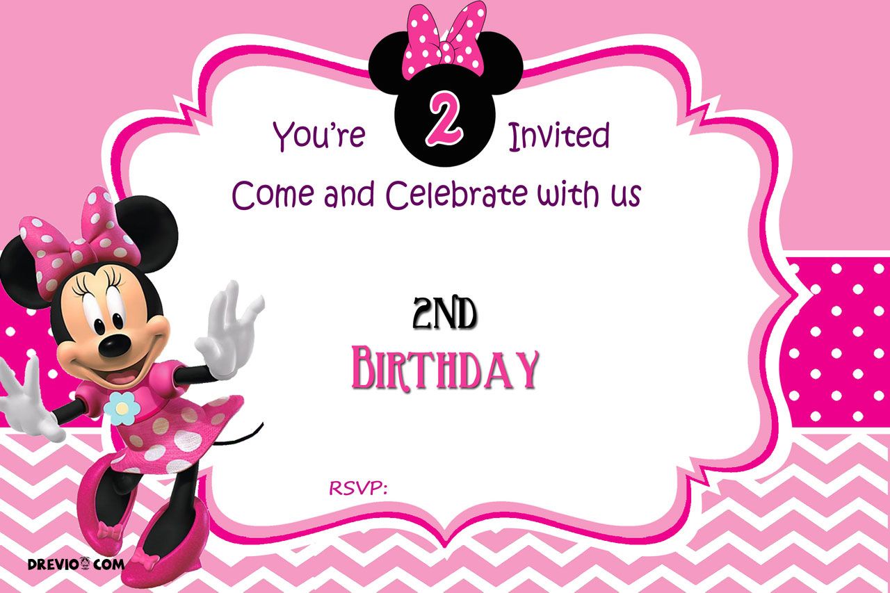 Free Minnie Mouse 2nd Birthday Invitation Template